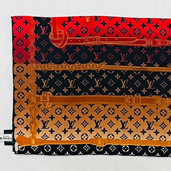Louis Vuitton Monogram Carré Rising Confidential Silk Scarf Beige/Black – NWT - Picture 4 of 9